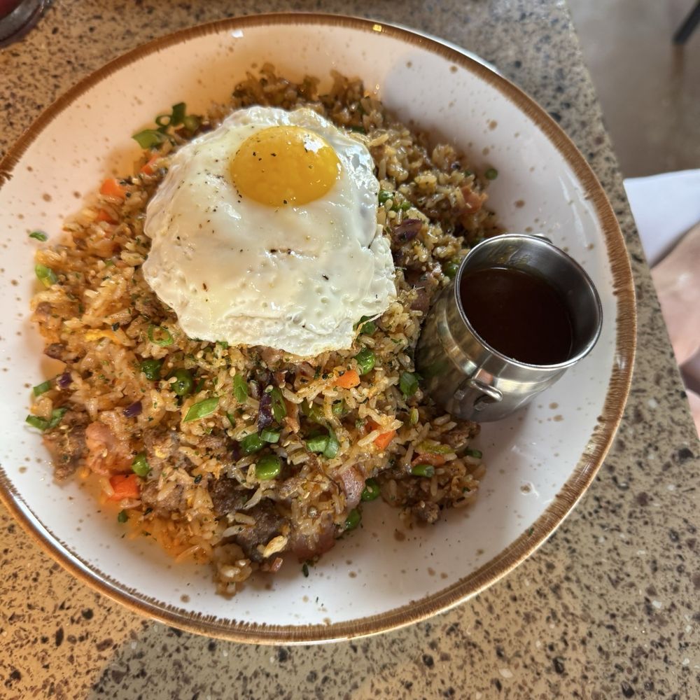 Lazy Dog Restaurant & Bar - Loco Moco fried rice, different than traditional, but highly recommend! Great flavor! - New American Near Me - Euless, Texas Lazy Dog Restaurant & Bar - Loco Moco fried rice, different than traditional, but highly recommend! Great flavor! - New American Near Me - Euless, Texas