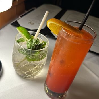 Black+Blue Toronto - St Hugo cocktail and mango sunset mocktail - Steakhouses Near Me - Toronto, Ontario