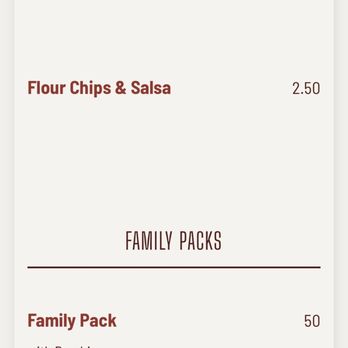 Lime - Don't try to use this deal in Keystone. The restaurant will not honor it. - The menu page displays a family pack meal with details about its contents, including fajitas, cheese quesadillas or chicken fingers, rice, beans, fries, and edamame. - Mexican Near Me - Keystone, Colorado