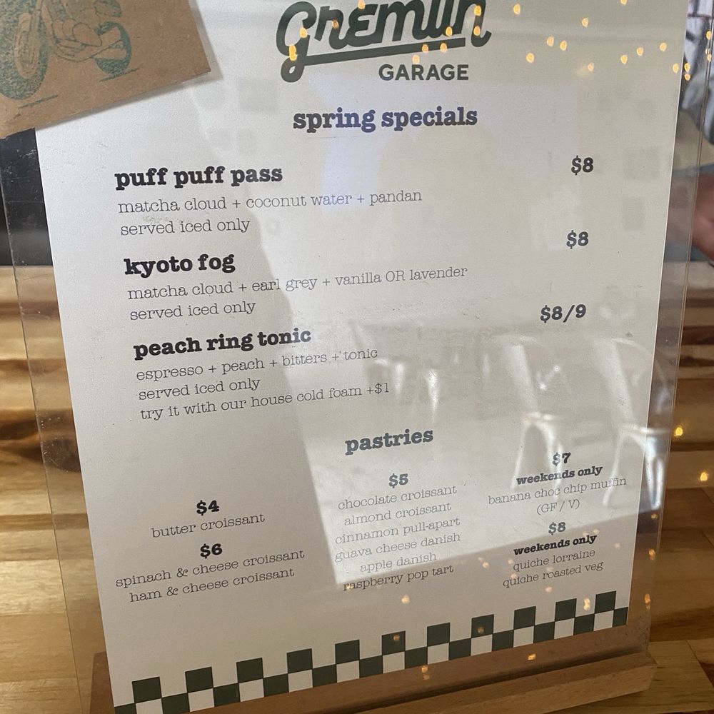 Seasonal menu