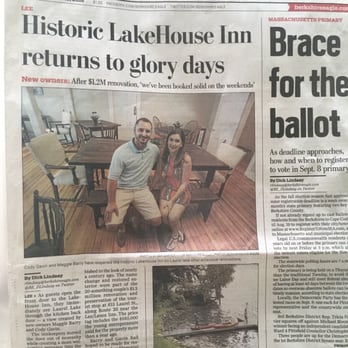 The LakeHouse Inn - They even made the front page of The Berkshire Eagle! - Bed & Breakfast Near Me - Lee, Massachusetts