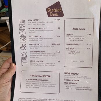 Grateful Brew - Menu - Coffee & Tea Near Me - Greenville, South Carolina