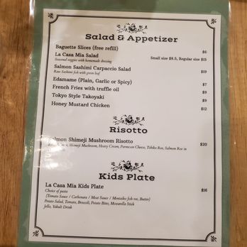 La Casa Mia - menu pt 1 - Italian Near Me - Milpitas, California La Casa Mia - menu pt 1 - Italian Near Me - Milpitas, California