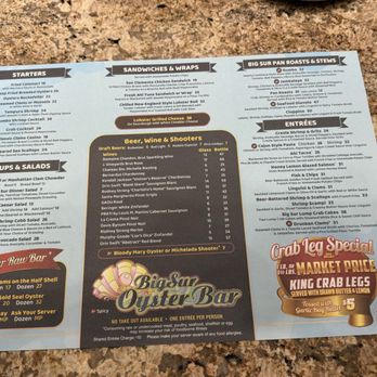Big Sur Oyster Bar - Menu - Seafood Near Me - Las Vegas, Nevada Big Sur Oyster Bar - Menu - Seafood Near Me - Las Vegas, Nevada