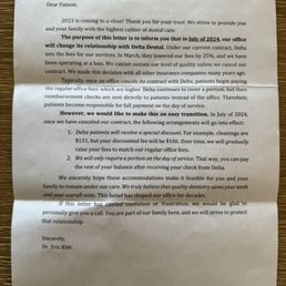 No longer accepting Delta Dental