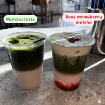 Boba St - Matcha latte & rose strawberry matcha latte - Coffee & Tea Near Me - Baldwin Park, California