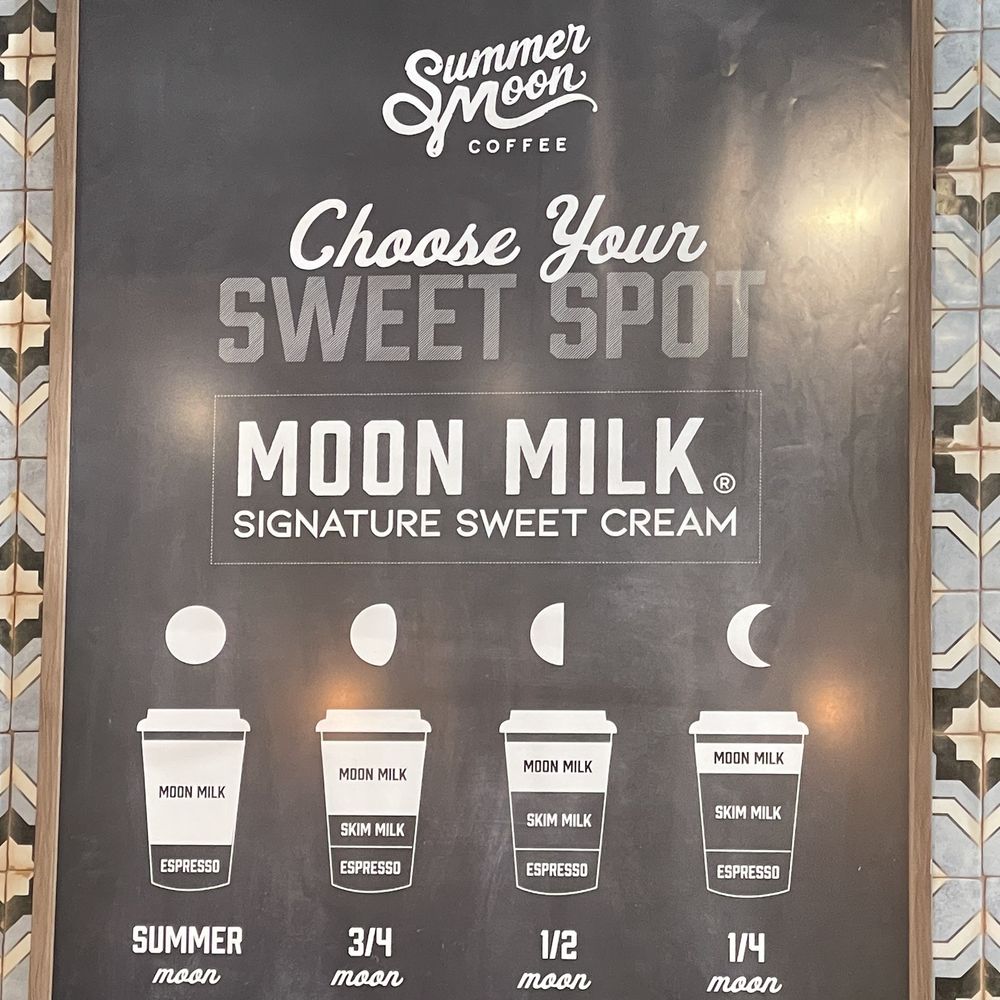 Summer Moon Coffee - Moon milk chart - Coffee & Tea Near Me - Dallas, Texas Summer Moon Coffee - Moon milk chart - Coffee & Tea Near Me - Dallas, Texas
