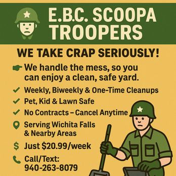 EBC Scoopa Troopers - Pet Waste Removal Near Me - Wichita Falls, Texas EBC Scoopa Troopers - Pet Waste Removal Near Me - Wichita Falls, Texas