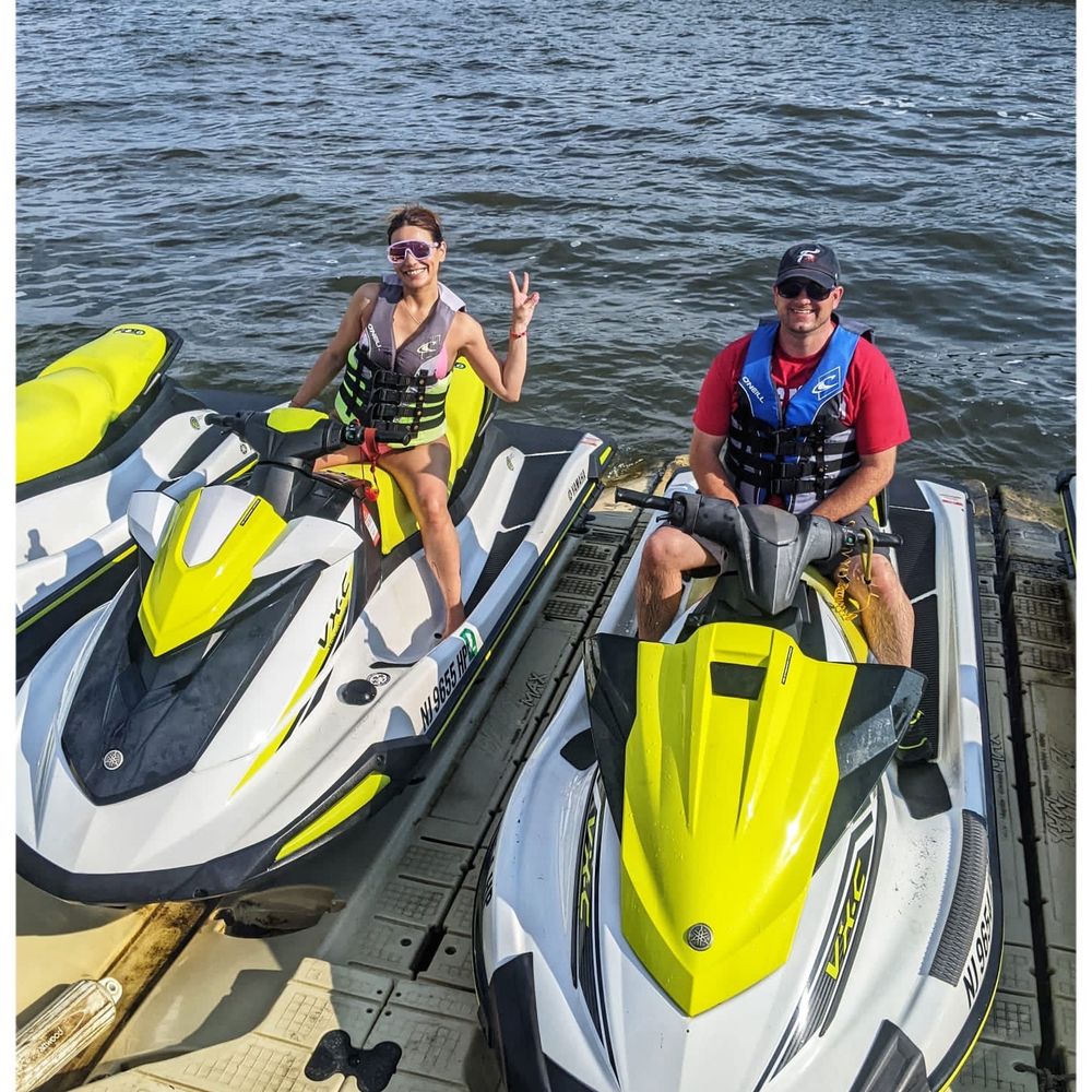 Route 37 Watersports - My handsomely amazing Fiancé and myself getting ready to part for our hour long fun on the wave runners! - Boating Near Me - Toms River, New Jersey Route 37 Watersports - My handsomely amazing Fiancé and myself getting ready to part for our hour long fun on the wave runners! - Boating Near Me - Toms River, New Jersey