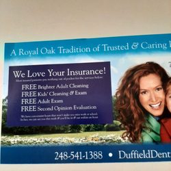 Duffield Dentistry - Picture of flyer sent.