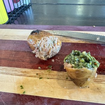 Bangers & Brews - Westside - Wild Boar Cheddar Hatch Chile sausage with chimichurri - German Near Me - Bend, Oregon