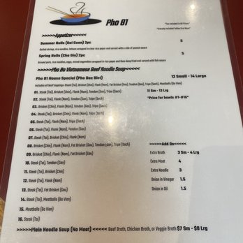 Pho 81 - Menu (as of November 2022) - Vietnamese Near Me - Germantown, Maryland