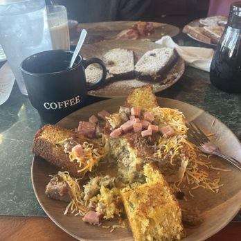 Bayside Cafe - Meat lovers Quiche with jalepeno cornbread. - Breakfast & Brunch Near Me - Panama City Beach, Florida Bayside Cafe - Meat lovers Quiche with jalepeno cornbread. - Breakfast & Brunch Near Me - Panama City Beach, Florida