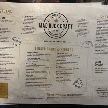 Mad Duck Craft Brewing Campus Pointe - Food menu - New American Near Me - Fresno, California Mad Duck Craft Brewing Campus Pointe - Food menu - New American Near Me - Fresno, California