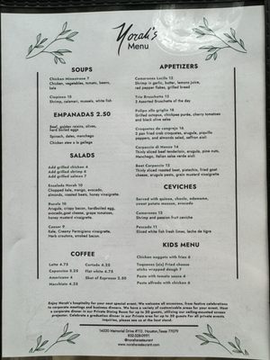 Menu photo 2 Norah's Restaurant Houston, TX