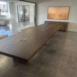 CustomBuilt-ins.com - Custom oak stained conference table 192" x 60" with 3" edge with custom legs. All mitered edge construction, custom finished in a flat sheen