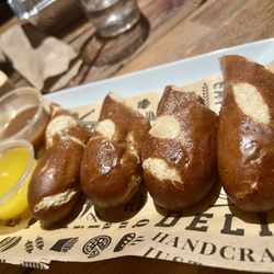 Boundary Kitchen & Bar - Pretzel dessert! Took this photo after we'd eaten about half of them