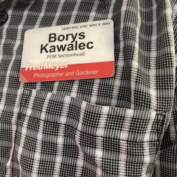 a name tag on a shirt