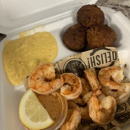 blackened shrimp, grits and hush puppies blackened shrimp, grits and hush puppies