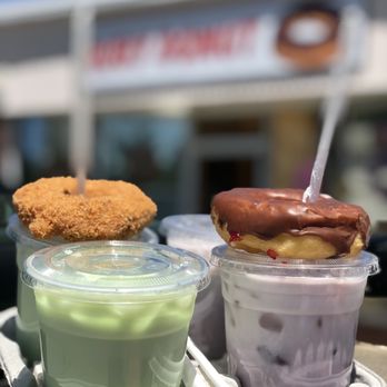 Ruby Donut - green tea and the taro milk tea - Donuts Near Me - Ayer, Massachusetts