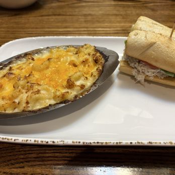 Newk's Eatery - Pick 2 ; Half Five Cheese Mac & Cheese ; Half Newk's Chicken Salad Sandwich - Salad Near Me - Peachtree City, Georgia