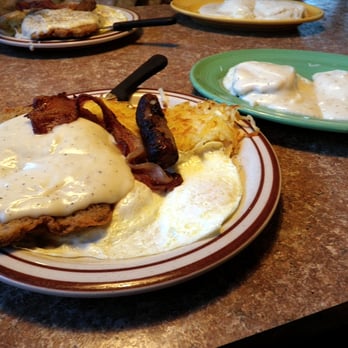 Cozy Diner - Chicken fried steak with eggs, hashbrowns, sausage, bacon, and biscuits and gravy. - Diners Near Me - Chico, California