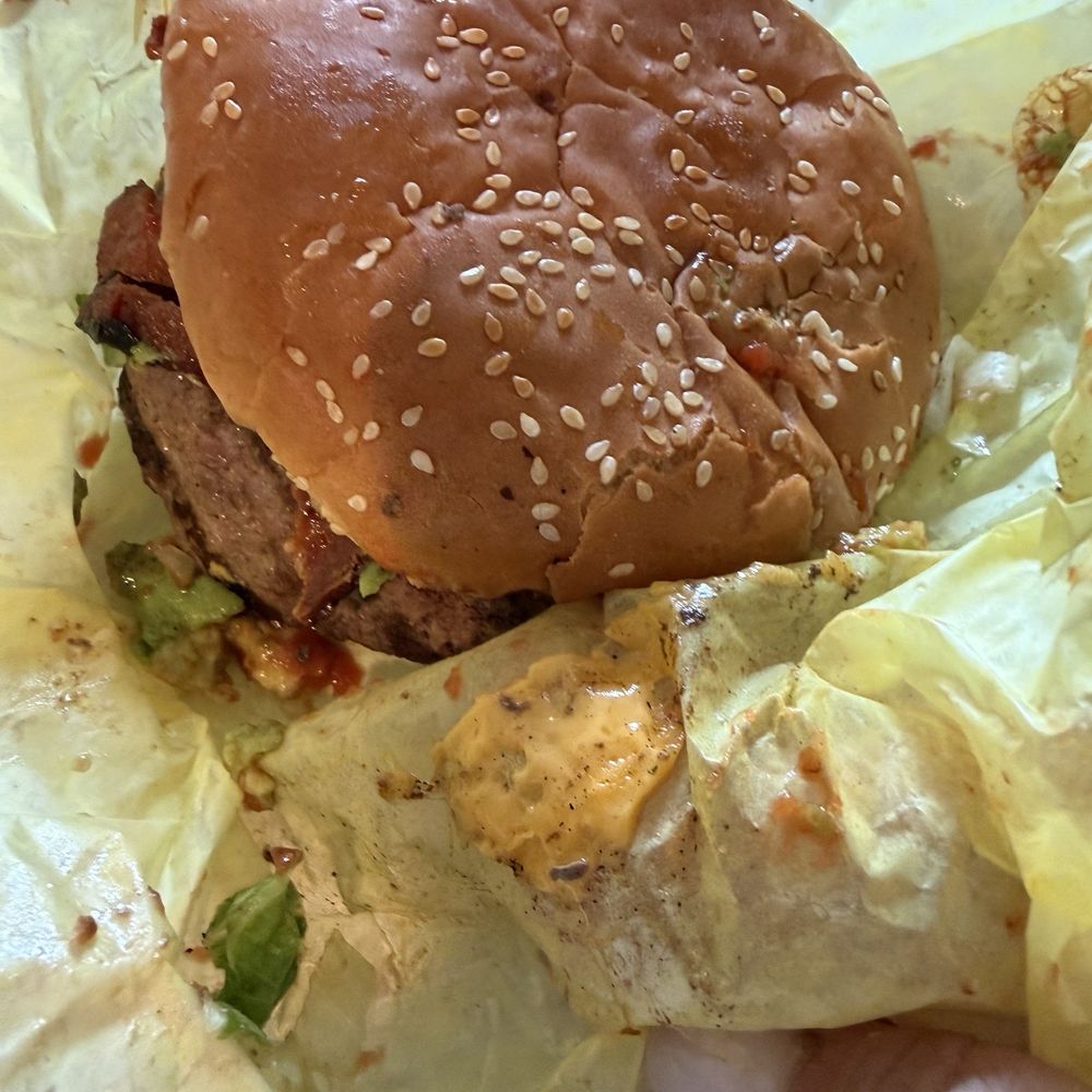 Holiday Burger - Cheese that he can't eat and I triple checked with them to make sure they didn't put cheese! - Burgers Near Me - Mission Hills, California Holiday Burger - Cheese that he can't eat and I triple checked with them to make sure they didn't put cheese! - Burgers Near Me - Mission Hills, California