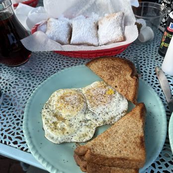 The Mermaid Cafe at Riverview - Toast and eggs, the star is the beignets!! - Breakfast & Brunch Near Me - New Smyrna Beach, Florida