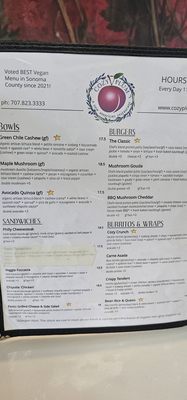 Menu photo 6 Cozy Plum Sebastopol, CA