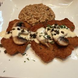 Chicken cutlets with mushroom risotto