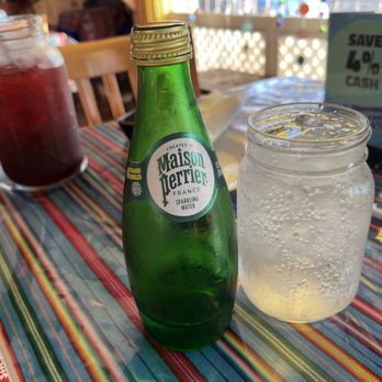 Casa Chaskis - L - chicha morada ($9!), R - sparkling water - Peruvian Near Me - Long Beach, California