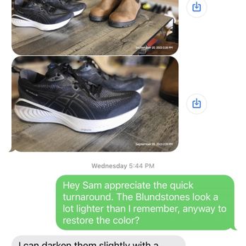 Champ Shoe Repair - First part of my text message convo with Sam - Shoe Repair Near Me - Orange, California