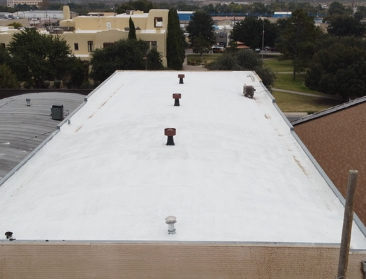 Restoration & Reroof - These pictures show a roof restoration on a commercial facility and a reroof of a private residence. Restoration & Reroof - These pictures show a roof restoration on a commercial facility and a reroof of a private residence.
