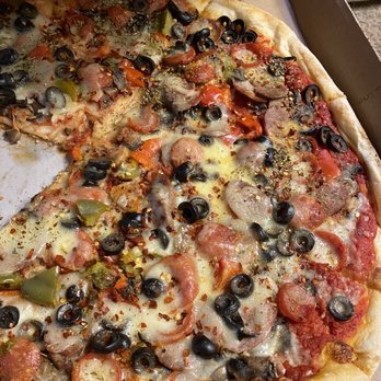 Gino's Pizzeria - Gino's Special with olives. - Pizza Near Me - Oakland Gardens, New York Gino's Pizzeria - Gino's Special with olives. - Pizza Near Me - Oakland Gardens, New York