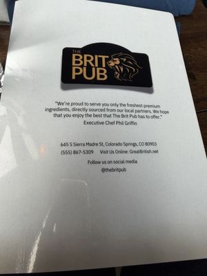 Menu photo 1 Brit Pub Colorado Springs, CO Menu photo 1 Brit Pub Colorado Springs, CO