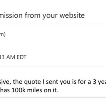 Figs Auto Repair - Email from Tom stating warranty covered parts and labor - Auto Repair Near Me - Charlotte, North Carolina