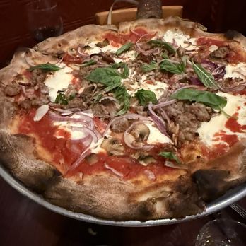 Nick's - Large Pie with sausage and onions and mushrooms - Pizza Near Me - Rockville Centre, New York