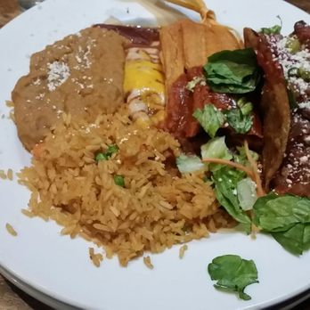 El Charro Cafe - El Charro combo plate taco, tamale and enchilada - Tacos Near Me - Tucson, Arizona