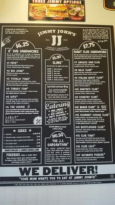 Menu photo 2 Jimmy John's Mesa, AZ