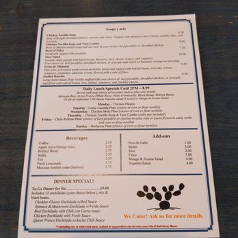 La Cocina de Consuelo - Back of lunch menu - Mexican Near Me - Austin, Texas