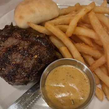 The Loft - Filet with two sides... fries and side salad .. roll came with meal - Steakhouses Near Me - Laurel, Mississippi