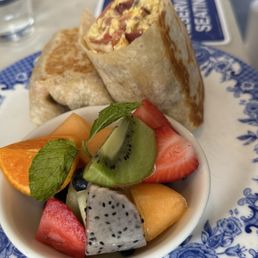 Breakfast burrito with fruit Breakfast burrito with fruit