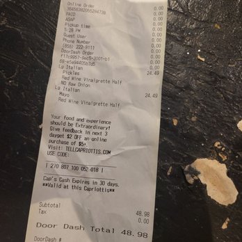 Capriotti's Sandwich Shop - Sales receipt - Sandwiches Near Me - Milford, Delaware Capriotti's Sandwich Shop - Sales receipt - Sandwiches Near Me - Milford, Delaware