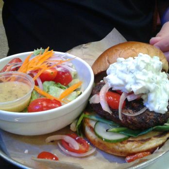 Burger Bar Chicago - The Gyro Burger & house salad. - Burgers Near Me - Chicago, Illinois Burger Bar Chicago - The Gyro Burger & house salad. - Burgers Near Me - Chicago, Illinois