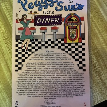 Peggy Sue's 50's Diner - Menu - Pizza Near Me - Yermo, California