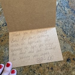 Basil Cucina & Catering - Thank you note for our business. So lovely!