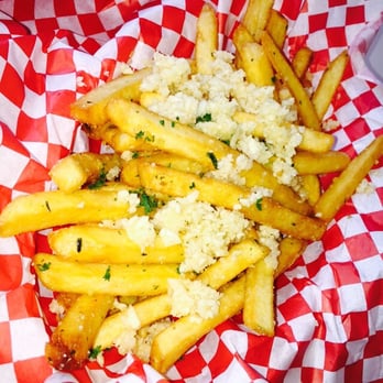 Rockit Char Grill - A side of Garlic garnished with French Fries. - Burgers Near Me - Hayward, California