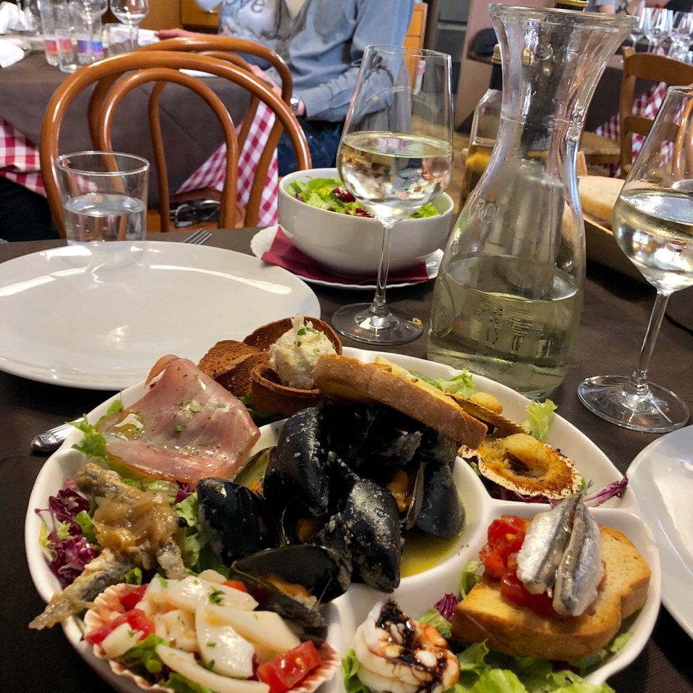 Buffet da Angelina - sea food plate. white house wine...excellent!!!!!! - Seafood Near Me - Trieste, TS Buffet da Angelina - sea food plate. white house wine...excellent!!!!!! - Seafood Near Me - Trieste, TS