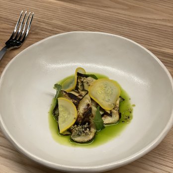 Tomo - Squash with miso and hemp finished with arugula oil - New American Near Me - Seattle, Washington Tomo - Squash with miso and hemp finished with arugula oil - New American Near Me - Seattle, Washington