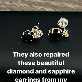 Jeweler's Touch - Reset sapphire earrings. So dainty and lovely - Jewelry Near Me - Brea, California Jeweler's Touch - Reset sapphire earrings. So dainty and lovely - Jewelry Near Me - Brea, California